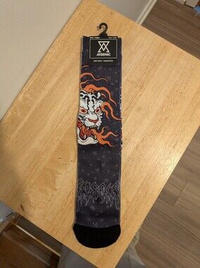 Men's Tiger Graphic Crew Socks - Dark Gray & Orange